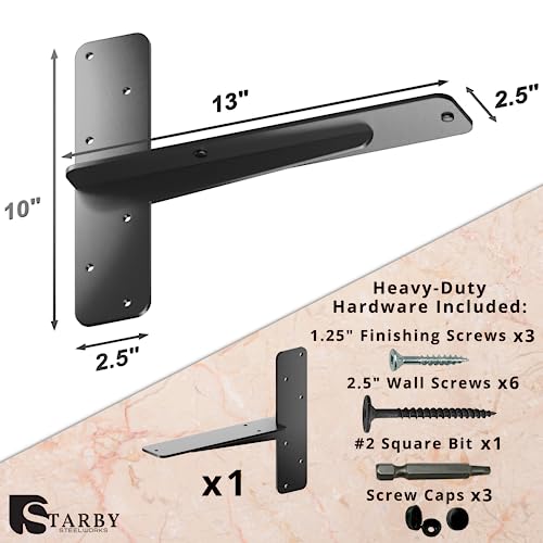 Starby Heavy-Duty Floating Granite Bracket. 1 Pack, 13" Premium T-Bracket for Cantilever Shelving. Strong, Invisible Support for Free Hanging Countertop. Made in USA. Sleek Seamless DIY Support Design by Starby - Used condition - Image 2