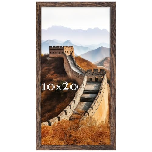 Picrit 10x20 Rustic Brown Poster Frame Wooden Photo Frame Shatterproof Cover for Wall Mount Horizontal & Vertical Hanging Display Gallery Wall Home Decor 1 Pack