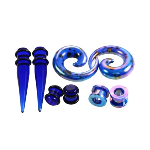 4 Pairs Acrylic Ear Tunnels Plugs �i2-10mm�jAcrylic Color Printing For Women Men Punk Body Piercing Jewelry(Deep Blue,5mm)