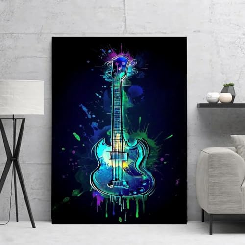 Tableau guitare abstraite Baibexing déco murale salon affiche toile 50x70cm