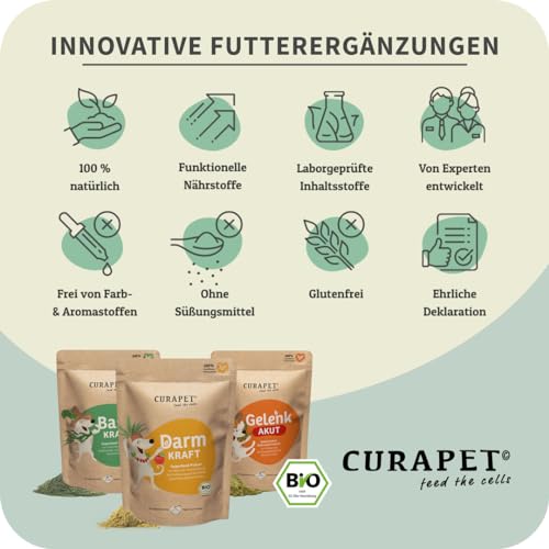 Bio Vitaminpulver für Hunde – CURAPET – zur ernährungsphysiologischen Unterstützung Einer ausgewogenen Fütterung, mit natürlichem Vitamin C, Antioxidantien & Superfoods – 200 g (bis zu 80 Portionen)