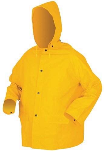 MCR Safety 240JXL Classic Plus PVC/Polyester Corduroy Collar Jacket with Detachable Hood and Cape Vented Back, Yellow, X-Large