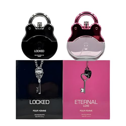 Locked & Eternal Love 2 × 100 ml Eau de Parfum Gift Set – His & Hers Perfume Set by Laurelle London – Long Lasting Floral & Woody Fragrance Duo – Romantic Luxury Couple Perfume Gift for Men & Women