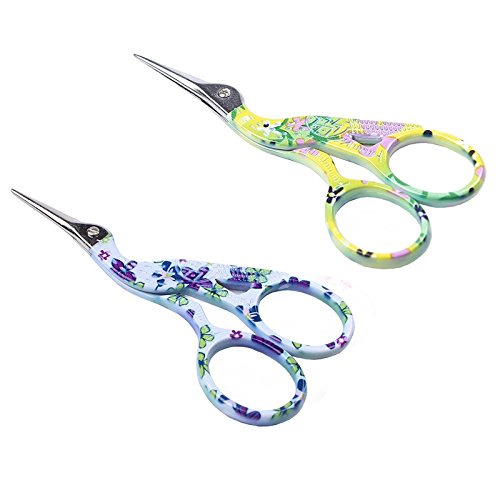 BIHRTC 2 Pairs 3.6" Stainless Steel Sharp Tip Classic Stork Scissors Crane Design Sewing Scissors DIY Tools Dressmaker Shears Scissors for Embroidery, Craft, Needle Work, Art Work