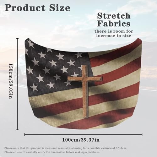 Image of American Bone Cross Car Hood Cover Stretch Polyester Car Hood Cover Washable Automotive Accessories Suitable Most Automotive Sedans Trucks SUVs Sports Cars