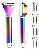 Rainbow Potato Vegetable And Fruit Peelers For Kitchen, Kyraton Titanium Colorful Plating Stainless Steel Peelers, Sharp Blade And Ergonomic Non Slip Easy To Grip Set Of 2
