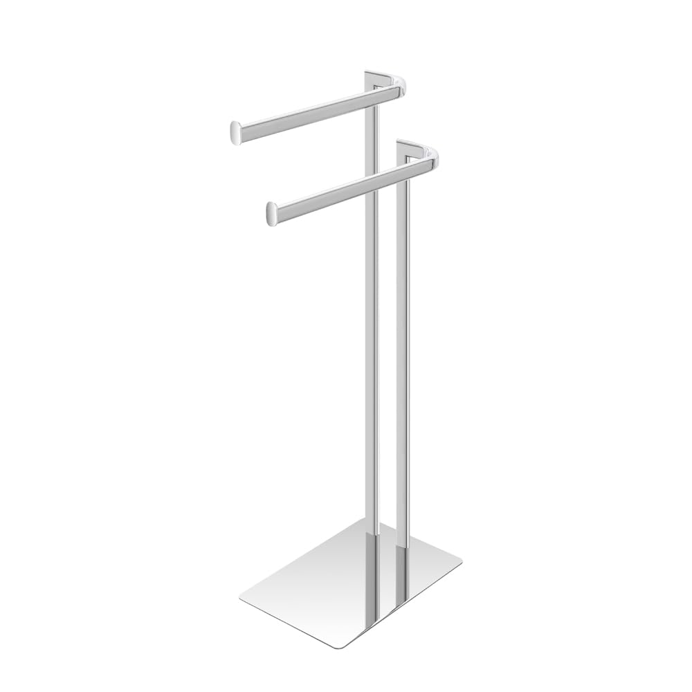 Piantana Porta Asciugamani Da Appoggio Per Bagno In Acciaio Cromato Linea Style, L 20 x P 30 x H 70 Cm, Dotata Di 2 Braccia Porta Salviette