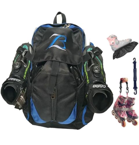 ZBH1985 Sac à dos professionnel pour patins à roues alignées / patins à glace / patins à roues alignées - Sac à dos pour voyage, école (bleu)
