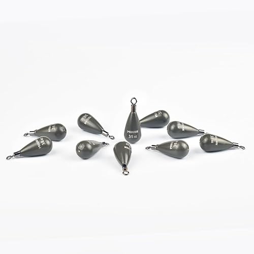 Miniatura 8 de MUUNN 10 Pack Tungsten Free Rig Tear Drop Shot Weights,Free Rig Fishing Sinkers kit for Drop Shot Rig,97% Density Tungsten Fishing Weights