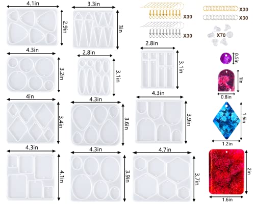 11Pcs Resin Molds Jewelry, Baborui Earrings Silicone Molds For Epoxy Resin, Diy Jewelry Resin Casting Molds For Pendant, Earrings, Necklace, Keychains #TOP5
