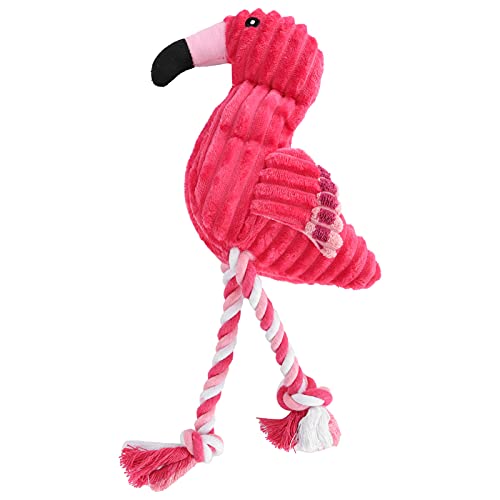 Pssopp Dog Plush Toys Dog Squeaky Teething Toys Pink Squeaky Rope Toys for Dog Teeth Cleaning Playing Accessories