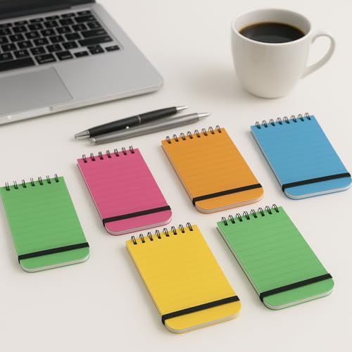First Choice Kaya 6-Pack Mini Neon Spiral Notepads – Compact 7.5 × 13 cm, Spiral Binding, Elastic Band, 50 Sheets Each – Vibrant, Durable & Ideal for School, Travel & Gift - Image 3