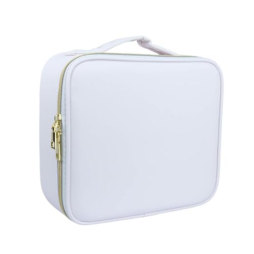 Bolsa Maleta de Maquiagem Necessaire Profissional com Espelho LED Divisórias Ajustáveis e Alça de Mão