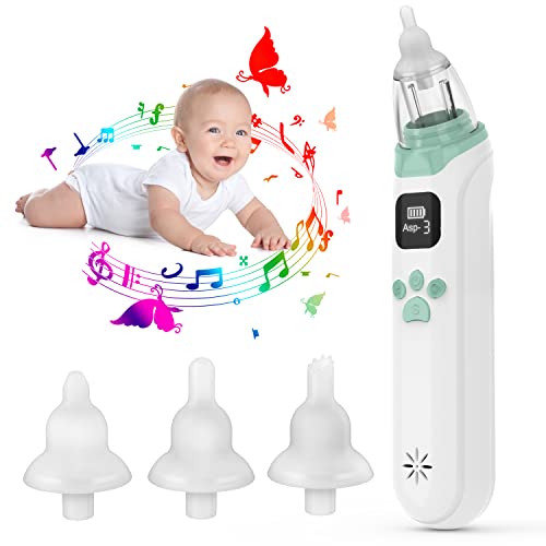 [New] Baby Nasal Aspirator | Baby Nose Sucker - Baby Nose Cleaner, 3 Levels Strong Suction with Soothing Music & Light & Rechargeable Function