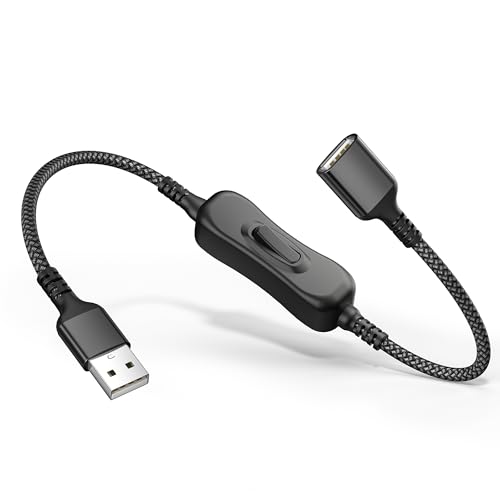 RUXELY USB Extension Câble avec Interrupteur 0.3M,Type A Mâle vers Femelle d'Extension (Marche/Arrêt),Cordon de Chargeur d'Alimentation (ON/OFF) pour LED Desk Lamp,Bandes LED,Ventilateur USB,Light