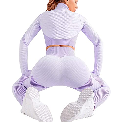 3pcs Seamless Outfit Workout Sets Gym for Women, Fitness Sports School Running Clothes Yoga Sportswear4