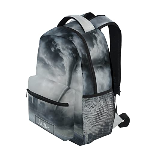 Custom Tornado Black Backpack School Backpack for Boys Girls Personalized Name Laptop Bookbag Travel Daypack3