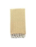 Alacati Herringbone Natural Turkish Beach Towel | 100% Cotton, Prewashed, 37 x 71 Inches | Peshtemal