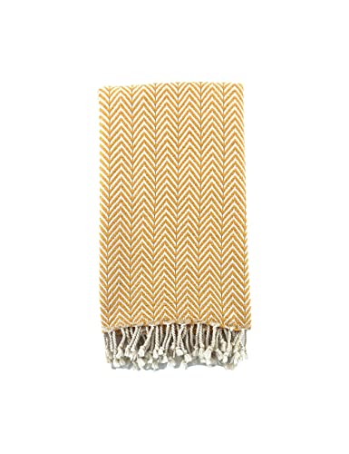 Alacati Herringbone Natural Turkish Beach Towel | 100% Cotton, Prewashed, 37 X 71 Inches | Peshtemal And Turkish Bath Towel | Spa, Beach, Pool, Gym And Bathroom (Yellow) #TOP2