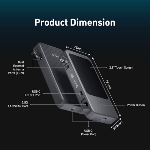 Image of GL.iNet GL-E5800 NA MUDI 7 5G Tri-Band Wi-Fi 7 Travel Router with eSIM