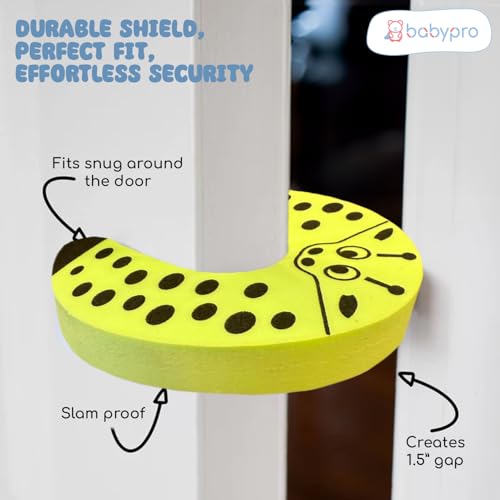 Image of Babypro Finger Pinch Door Guards, U-Shaped Animal Print Design, Pack of 4, 15mm Thick, Non-Toxic EVA Foam, Children Safety Door Slam Stopper, Prevents Finger Pinch Injuries & Pet from Getting Locked