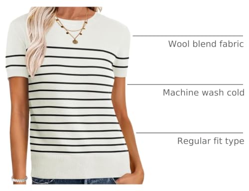 Image of ANRABESS Womens Short Sleeve Sweaters Wool Blend Crew Neck Sweater Shirts Business Casual Work Tops 2026 Summer Outfits