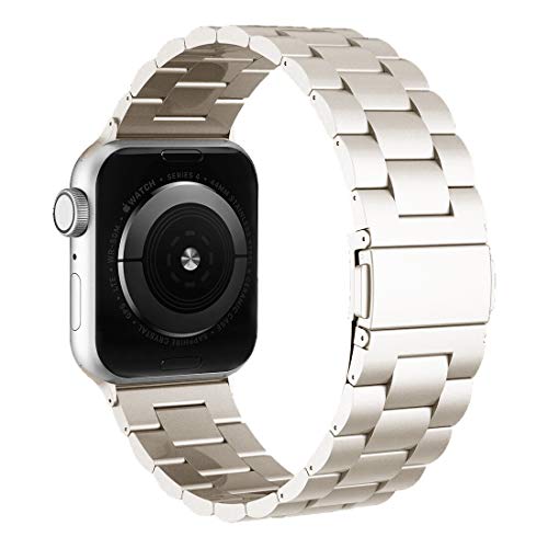 iiteeology Compatible with Apple Watch Band 38mm 40mm, Stainless Steel iWatch Band Replacement Strap for Apple Watch Series 2 Series 1 - Champagne Gold