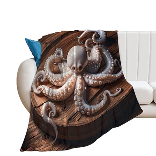 Couverture polaire flanelle canapé motif pieuvre pour cocooning