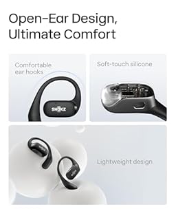 SHOKZ OpenFit for 2023 Open-Ear True Wireless Bluetooth Headphones with Microphone, Earbuds with Earhooks, Sweat Resistant, Fast Charging, 28HRS Playtime (Black)