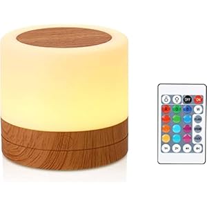 Taipow Veilleuse, Mini Lampe de Chevet Multicolore à 360°, Lampe Nuit Rechargeable avec Toucher Luminosité Ajustable Télécommande