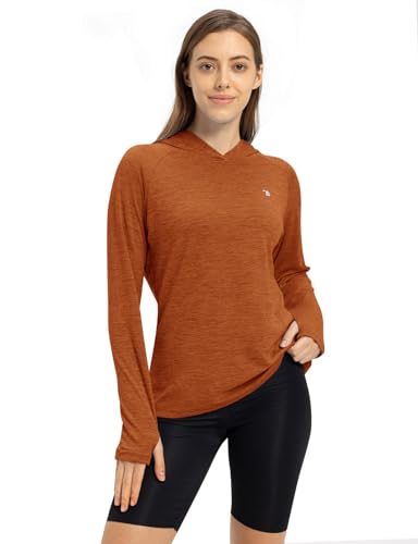 Tbmpoy Womens Upf 50+ Sun Protection Hoodie Shirt Long Sleeve Fishing Hiking Outdoor Uv Shirt Lightweight Orange S thumb #4