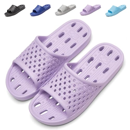 Image of Aoowoll Mens Shower Shoes With Holes Dry Quickly Bath Slippers Womens Non Slip Indoor Home Bedroom Pool Spa Guest College Dorm