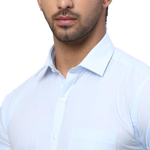 Image of Park Avenue Men Slim Fit Solid Pattern Polycotton Blend Semi Cutaway Collar Full Sleeve Formal Shirt