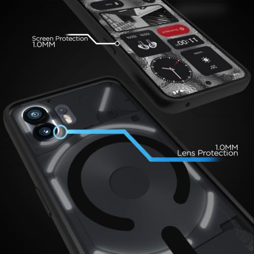 Image of RIGGEAR Shockproof Sleek Hybrid Armor Magnetic Back Cover Case Compatible with MagSafe Accessories for Nothing Phone 2 (Smoke Black Matte PC + Black TPU Bumper)