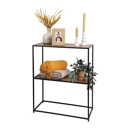 Well Home Mesa Auxiliar de Hierro con estantes de MDF 70x31x85cm