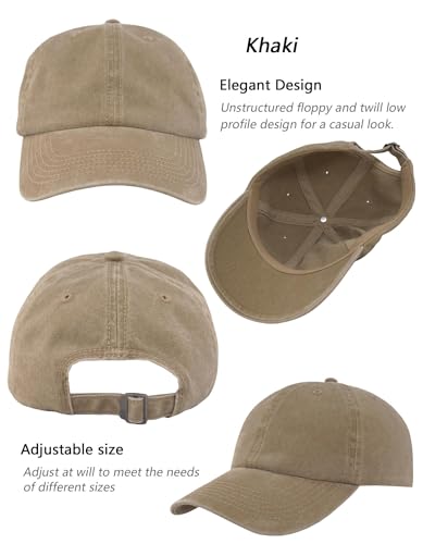 Image of 3 Pack Vintage Washed Cotton Adjustable Baseball Caps for Men Women Unstructured Low Profile Plain Classic Dad Hat