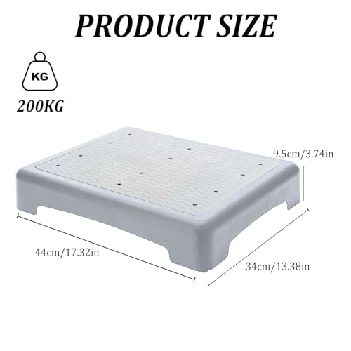Anti-Rutsch Halbstufe, One Step Stool für Senioren, Tragbare Tritthocker Bis 200 Kg, Stapelbare Halbstufe Treppenhilfe für Senioren, Kinder, Dusche, Auto, Outdoor (Grau)