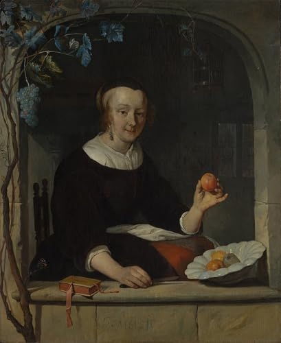 Tableau une femme assise à une fenêtre de Metsu, impression sur toile haut de gamme 60x90cm