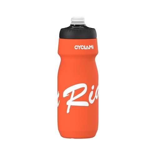 CYCLAM Bike Water Bottles Lightweight BPA Free Leakproof Cycling Water Bottles Sports Squeeze Bottle 650ml for Bicycle Road Mountain Bike (Orange)