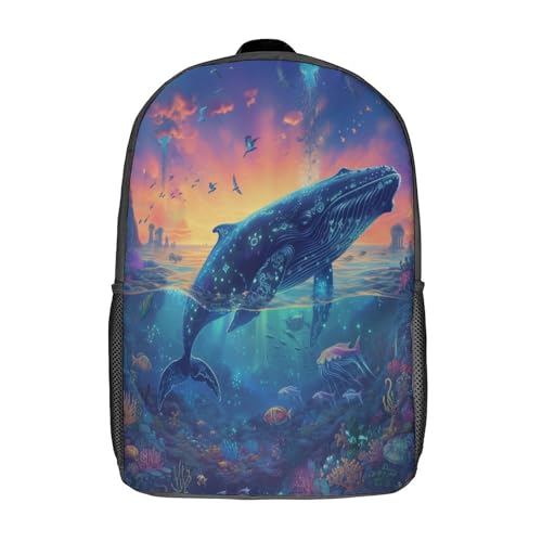 Sac à dos d'école enfants motif 3D baleine - Sac à dos pour la maternelle 17"