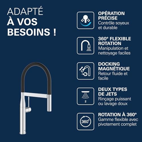 Mitigeur de cuisine GROHE Essence 30294000 chrome avec douchette - 6
