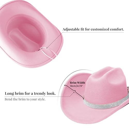 Image of Cowboy Hats for Women and Men with Wide Brim Felt Western Hats for Cowgirls and Cowboys