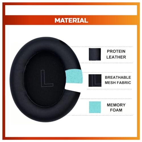 Image of Crysendo Headphone Cushion for Anker Soundcore Life Q10 / Q10 Bluetooth Headphones | Replacement Ear Cushion Foam Cover Ear Pads Soft Cushion | Protein Leather & Memory Foam (Black)