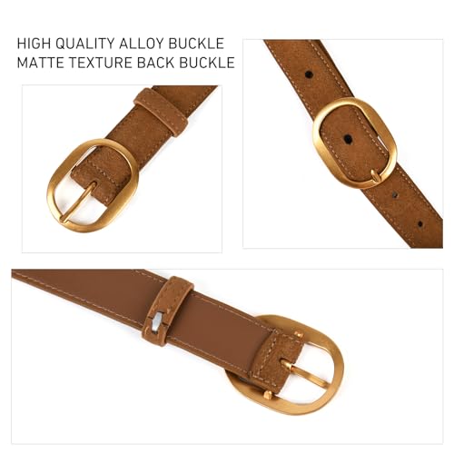 Valleycomfy Womens Leather Suede Waist Belt for Casual Dress Jeans Ladies with Gold Buckle3