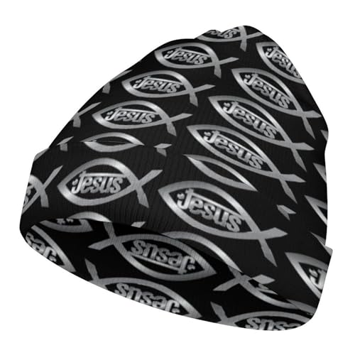 Yeshua Jesus Christian Kids Beanie Hat for for Girls Boys Children Cap Winter Knitted Chemo Cancer Headwear Accessories Gifts Decoration Black