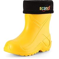 Ladeheid Children's Girl's Boy's EVA Extra Light Wellington Boots Rainy Wellies Rain Boots LA-763 (Yellow1/Black, 11 UK Child)