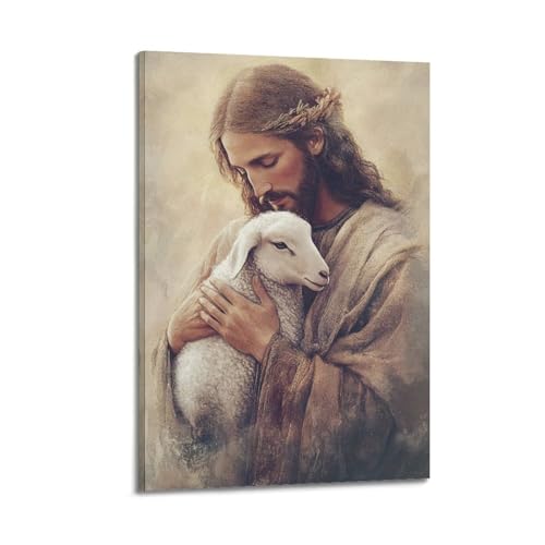 Poster chrétien Jésus toile cadre 30x45cm tableau décoration salon