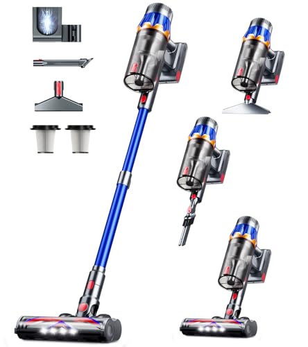 Cordless Vacuum Cleaner, Upgraded 580W 48KPA 70Mins Cordless Stick Vacuum Cleaner with Self-Standing and Smart Screen, Anti-tangle Wireless Vacumm, Vacuum Cleaners for Home/Pet Hair/Carpets/Floors