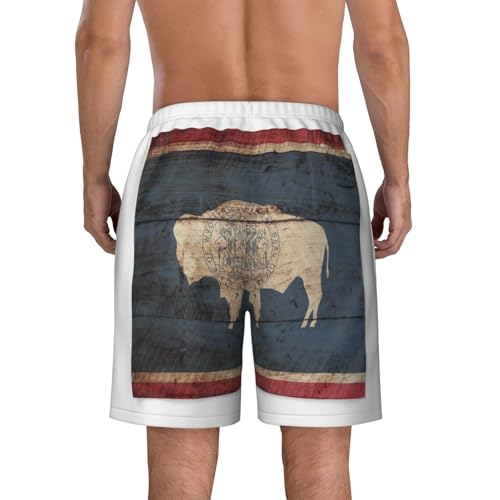 Wyoming State Flag Map Print Mens Swim Trunks Swim Shorts Swimsuits with Pockets Beach Shorts for Men Quick Dry4