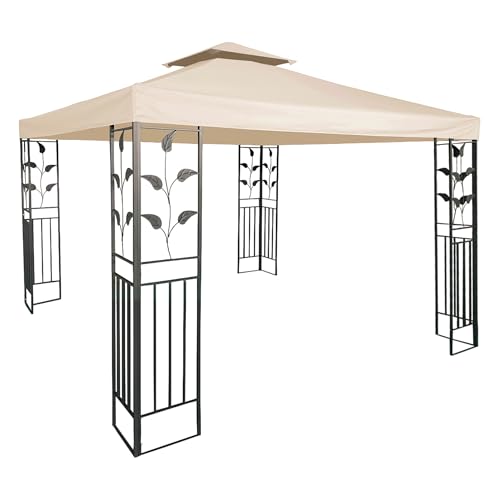 Spetebo Toit de remplacement pour pavillon de jardin Toile polyester 270 g/m² imperméable grâce à un revêtement PVC 3 x 3 m beige